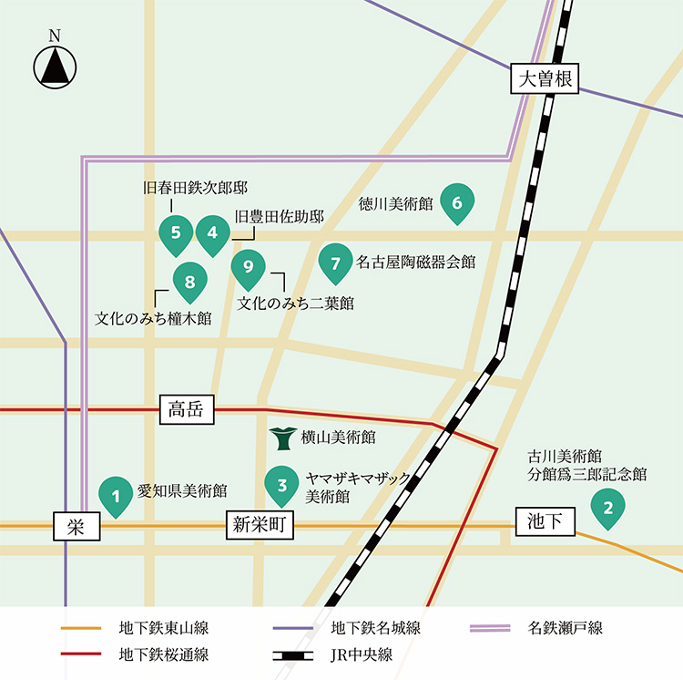 美術館までの地図